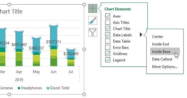 excel pivot chart hide title