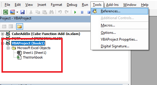 Adding a reference to VBA add-in