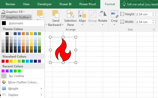 adding outline to excel icons