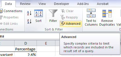 Excel Advanced Filter