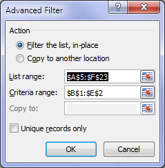 Excel Advanced Filters