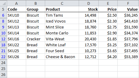 Excel Advanced Filters