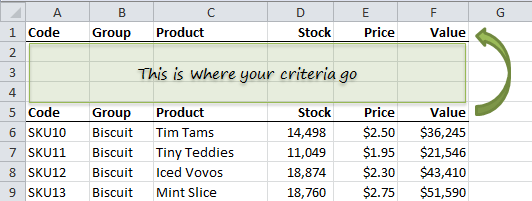 Excel Advanced Filters