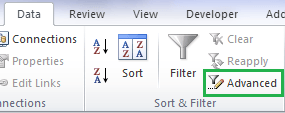 Excel Advanced Filters