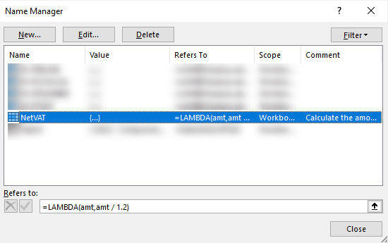 lambda functions shown in excel name manager