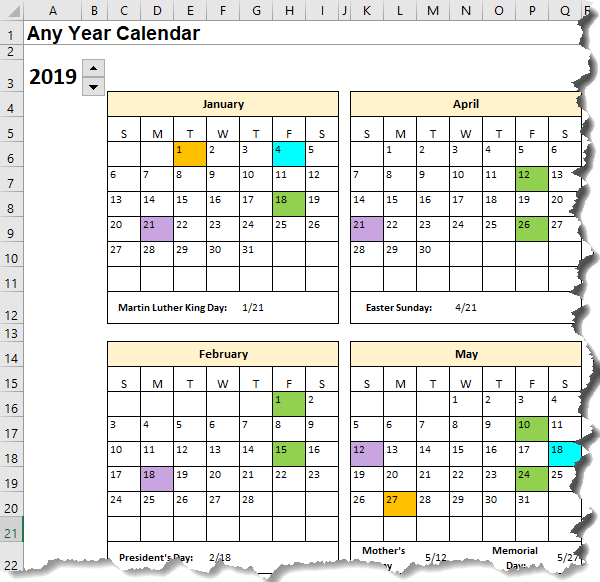 calendar in excel for mac version 15