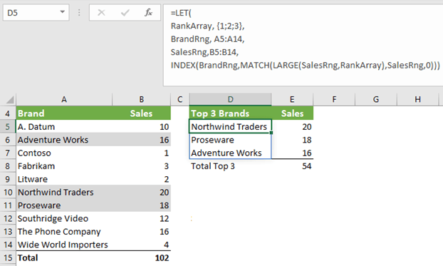 Excel LET Function arrays as an input and output