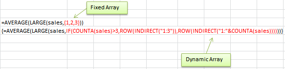 Excel AVERAGE LARGE and INDIRECT Functions