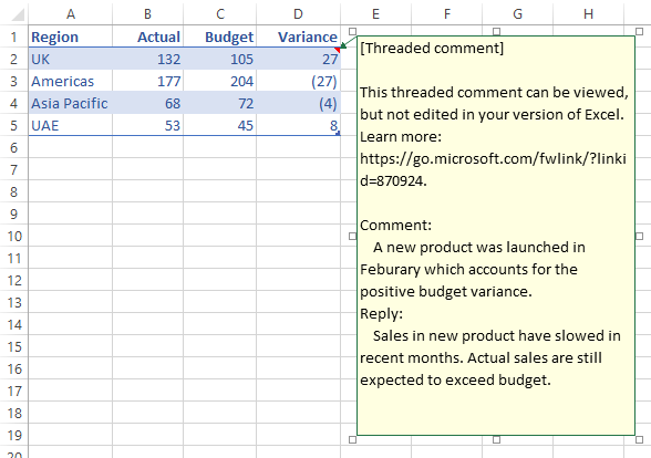 format comments in excel for mac