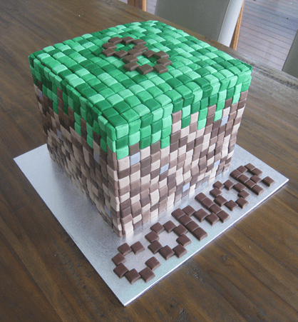 Excel designed Minecraft cake