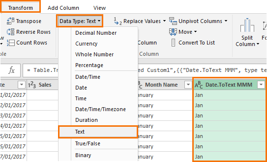 change data type to text