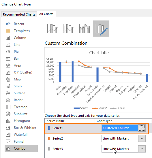 change the chart type