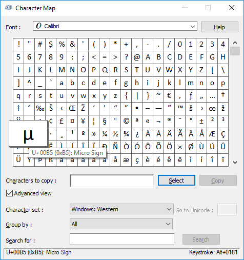 Using character map for alt codes