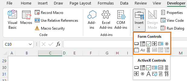 chart axis switch form controls