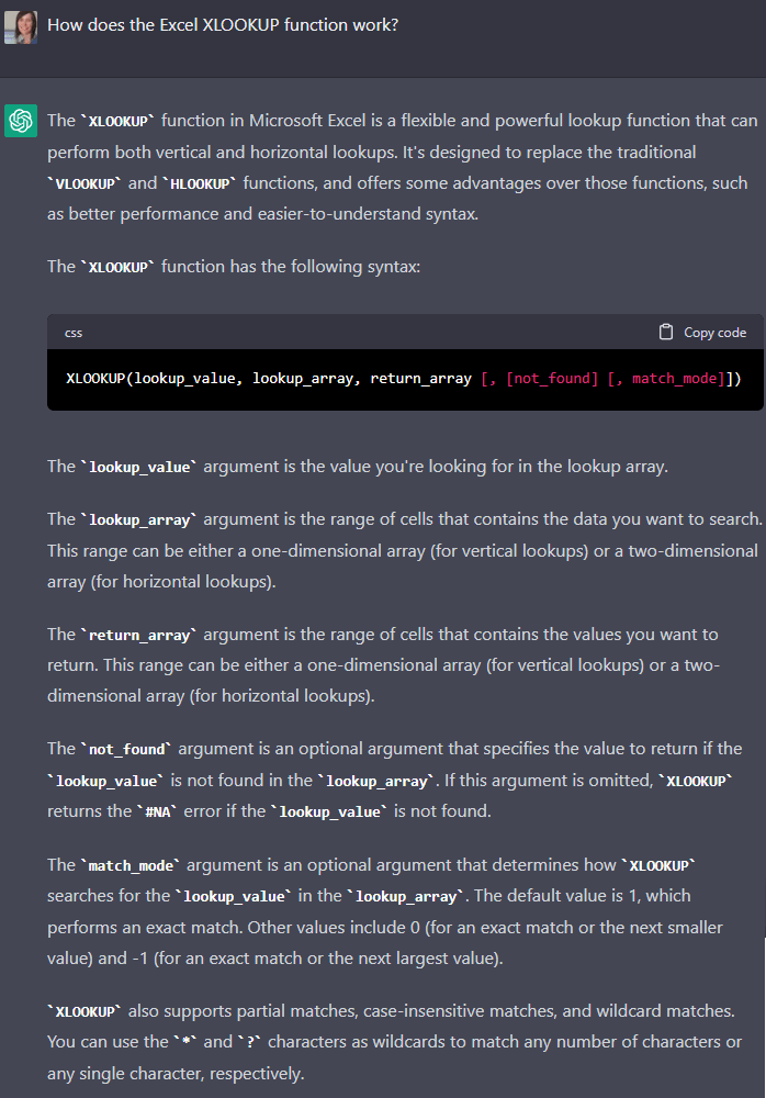 chatgpt explain xlookup