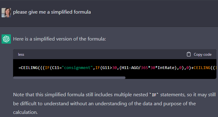 chatgpt simply another excel formula