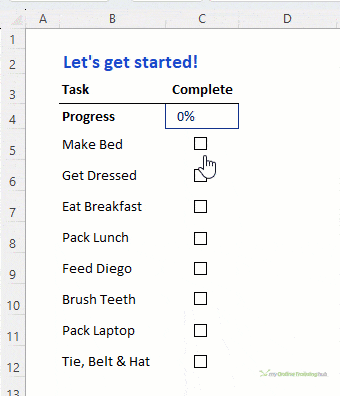 Task list check boxes