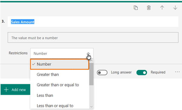 choose number from the drop-down