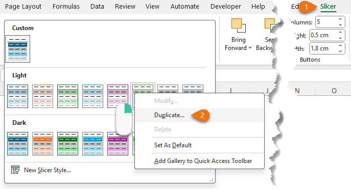 Excel Slicer Formatting