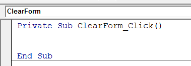 Clear form sub without code