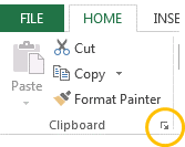 open the Excel Clipboard pane