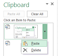 pasting from the Excel Clipboard