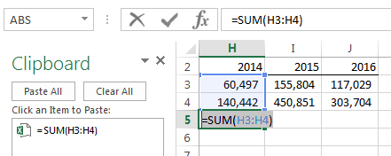 copy formulas to the Excel Clipboard