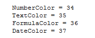 color values