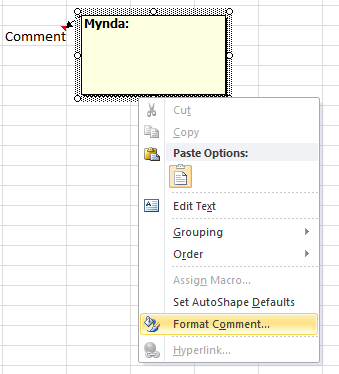Excel Comments