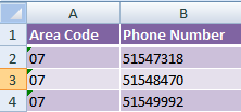 Excel CONCATENATE function example