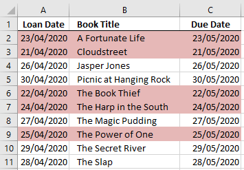 Excel Conditional Formatting formula