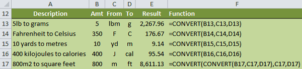 Excel CONVERT Function