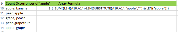 counting occurrences in range with sum array formula