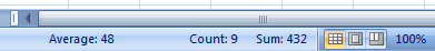Excel Count Status Bar