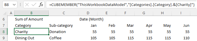 Excel CUBEMEMBER function