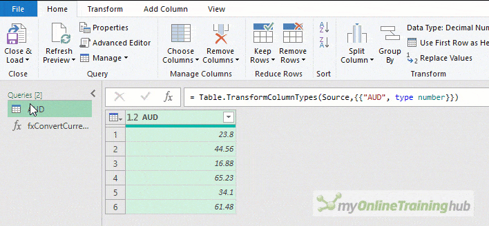 invoking custom function to convert currency amounts