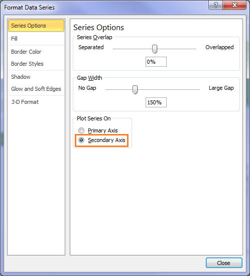 Excel format data series