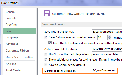 custom Excel Options