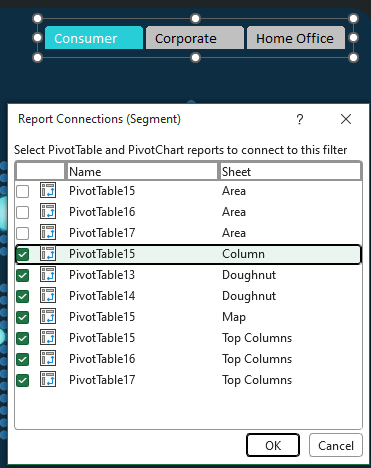 dark theme dashboard segment slicer