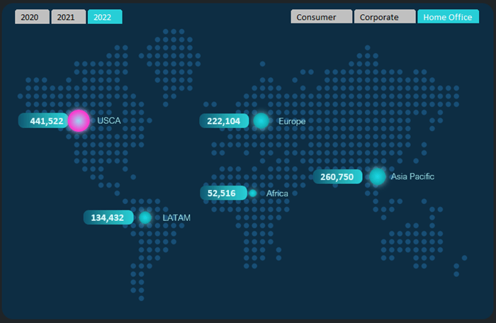 dark theme dashboard map chart