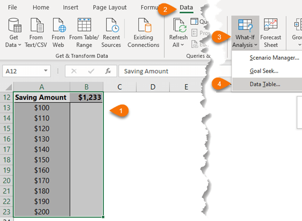 Excel data tables