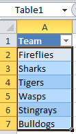 Excel Data Validation source Table