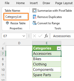 example validation list data