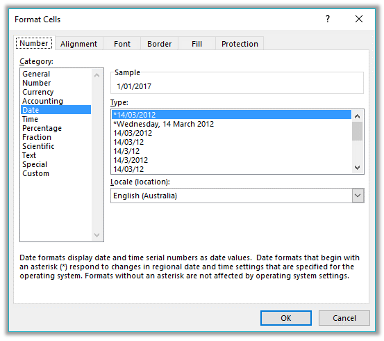 Excel Date and Time Format cells