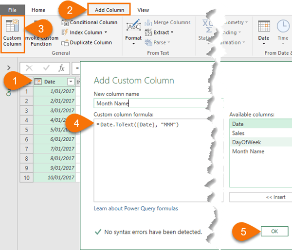 Date Table In Power Query Editor