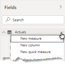 New DAX measures in Power BI field list