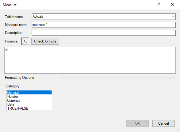 New DAX measures in Excel dialog box