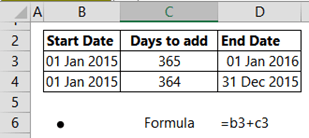 Calaulcate excel end of period date example