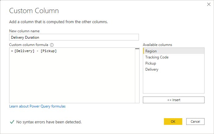 add custom column dialog