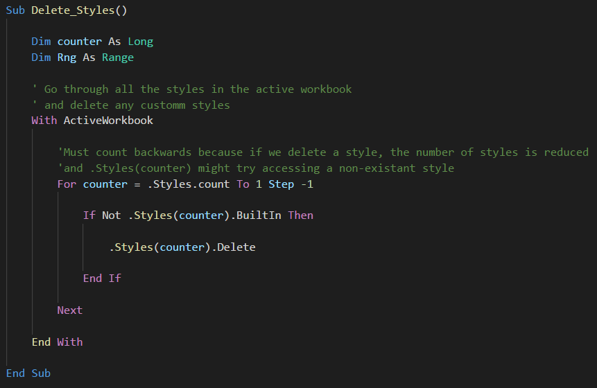 Delete Styles VBA